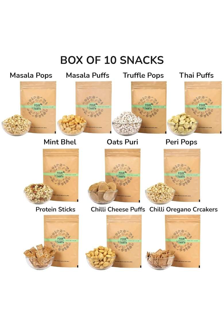 Fourthirty Box Of 10 Snacks | Tasty Healthy Gluten Free Made With Avocado Oil Vegan Sugar No Preservatives Pack - Indya