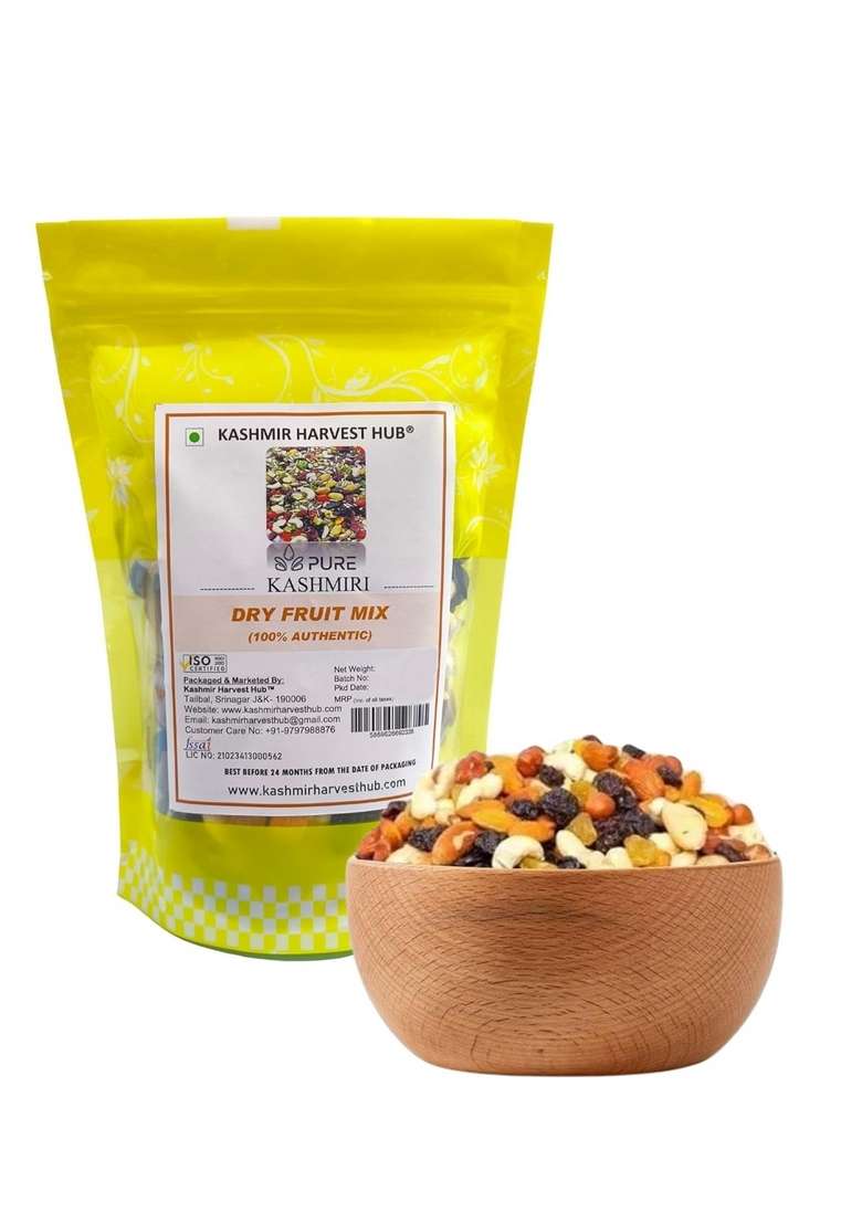 Kashmir Harvest Hub Kashmiri Dry Fruit Mix 400G | 100 Natural Premium Healthy Pure Trail Mixed Nuts With Fruits Almonds Cashews Kishmish Pumpkin Seeds Sunflower Candied Cocktail Cherry Kiwi Direct From - Indya