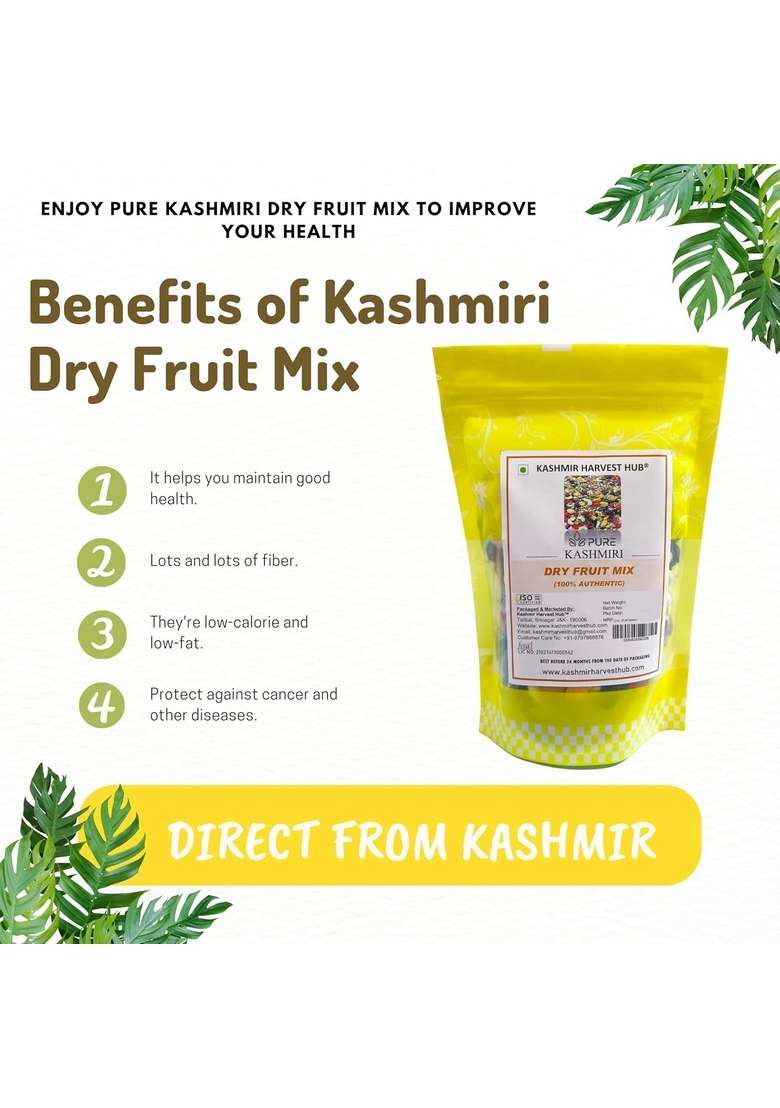Kashmir Harvest Hub Kashmiri Dry Fruit Mix 400G | 100 Natural Premium Healthy Pure Trail Mixed Nuts With Fruits Almonds Cashews Kishmish Pumpkin Seeds Sunflower Candied Cocktail Cherry Kiwi Direct From - Indya