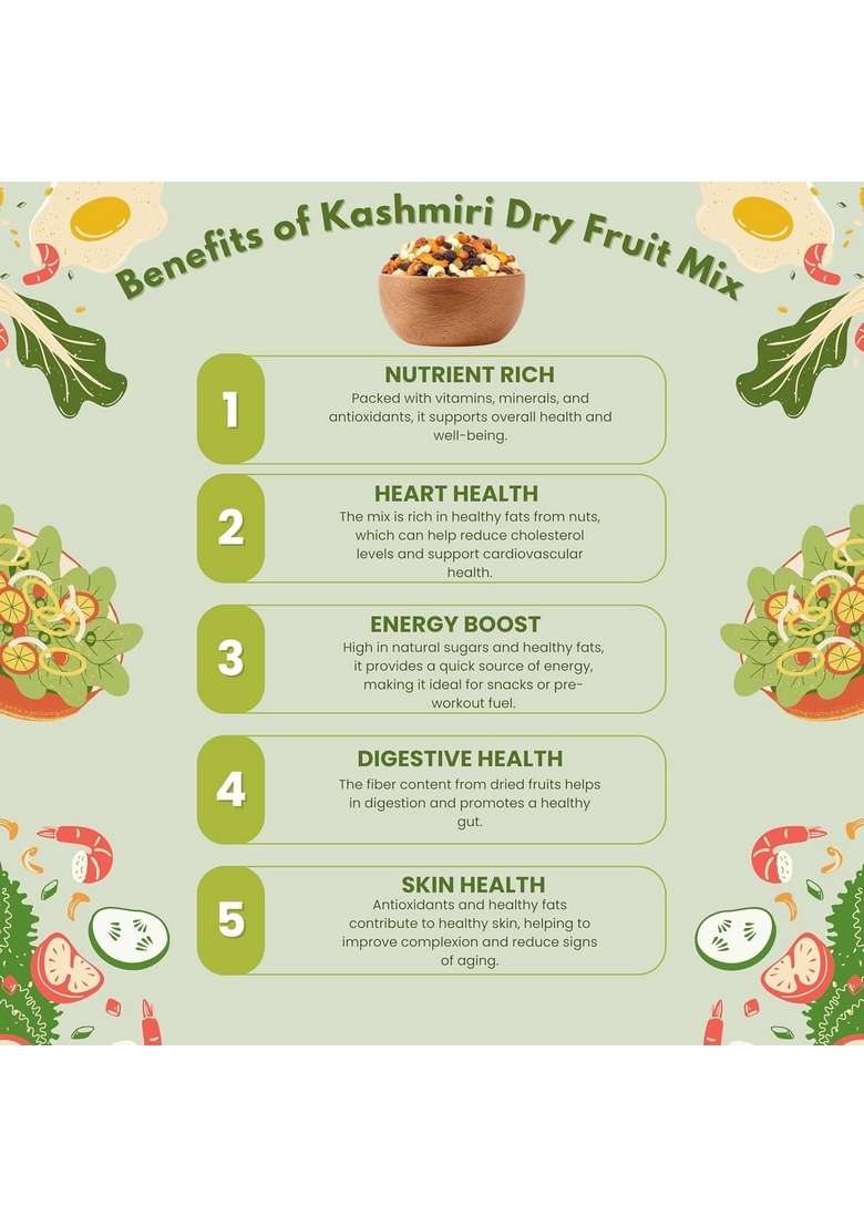 Kashmir Harvest Hub Kashmiri Dry Fruit Mix 400G | 100 Natural Premium Healthy Pure Trail Mixed Nuts With Fruits Almonds Cashews Kishmish Pumpkin Seeds Sunflower Candied Cocktail Cherry Kiwi Direct From - Indya