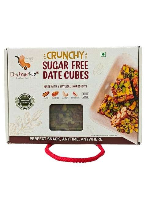 Dry Fruit Hub Crunchy Date Cubes 500Gm I Dates Made With Pista Cashews Almonds And Pure Ghee Fruits Nuts | Energy Bites Fresh Tasty Healthy Snacks No Added Sugar