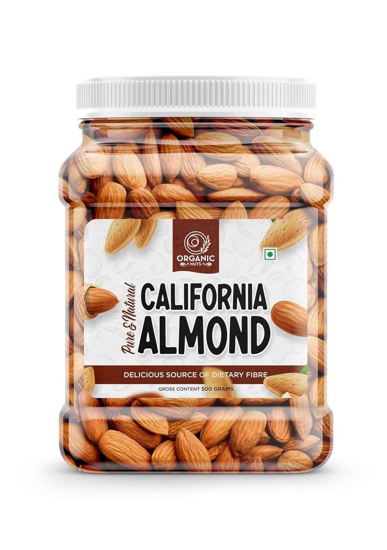 Organic Nuts Whole 100 Natural Premium Californian Almonds Value Pack Pouch 500G - Indya