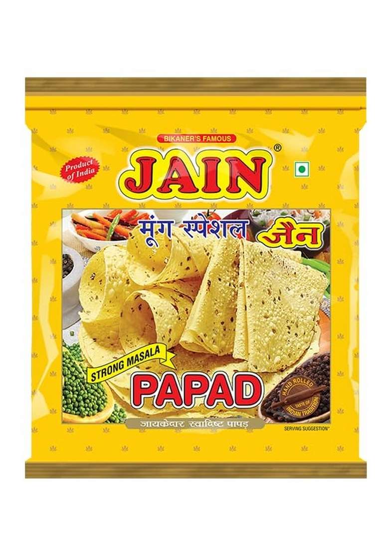 Jain Papad Moong Dal Special Strong Masala Handmade 1Kg Size 10 Inches Contains 55 60 Papads Per Pack Of 1 - Indya