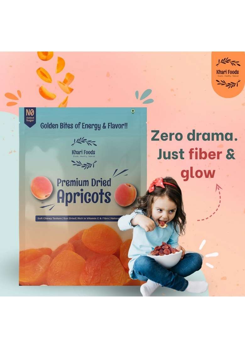 Khari Foods Premium Apricots 200G Sun Dried Khumani High Fibre No Added Sugar Health Snacks - Indya
