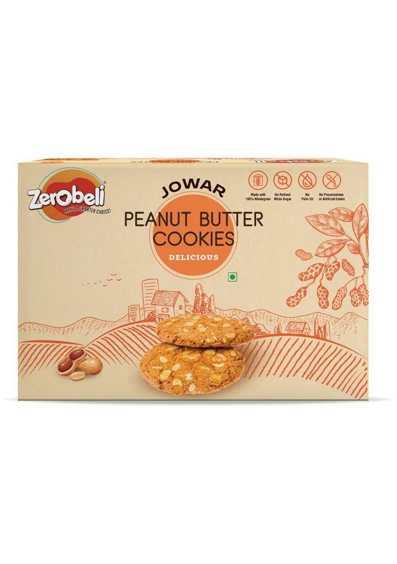 Zerobeli Jowar Peanut Butter Cookies 250G Pack Of 100 Wholegrain Delicious | No Maida Palm Oil And Preservatives Gift Packs - Indya