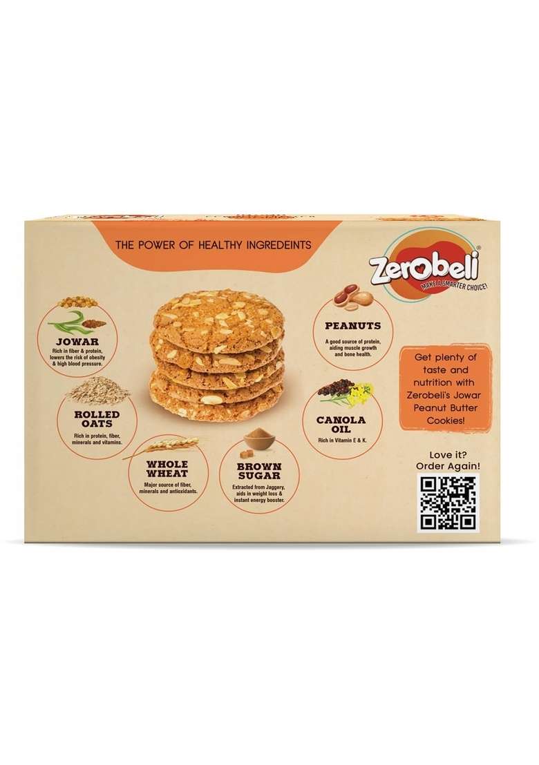 Zerobeli Jowar Peanut Butter Cookies 250G Pack Of 100 Wholegrain Delicious | No Maida Palm Oil And Preservatives Gift Packs - Indya