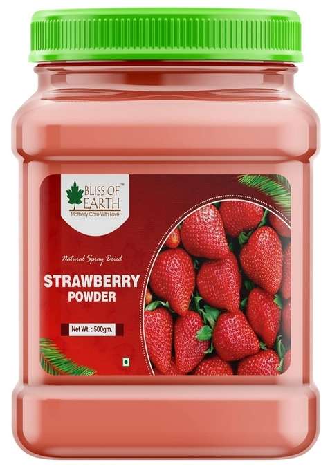 Bliss Of Earth 500Gm Strawberry Powder For Milk Milkshake Cake Kids Loving Natural Spray Dried
