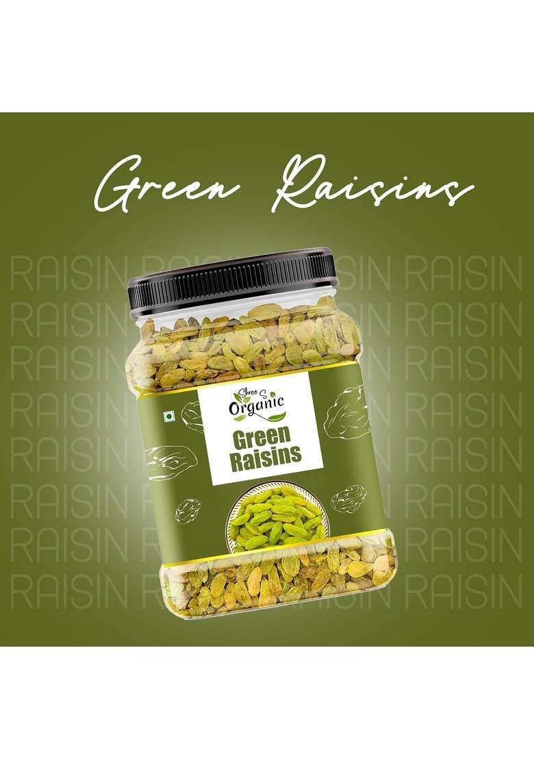Shree S Organic Green Raisins Kismish Healthy Dried Fruit Snack For Kids And Adults 500G - Indya