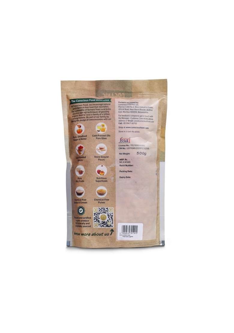 Conscious Food Organic Raw Peanuts Groundnuts | 1Kg 500Gm X 2 Premium Moongfali Healthy Tasty Snack Local Farm In Maharashtra - Indya