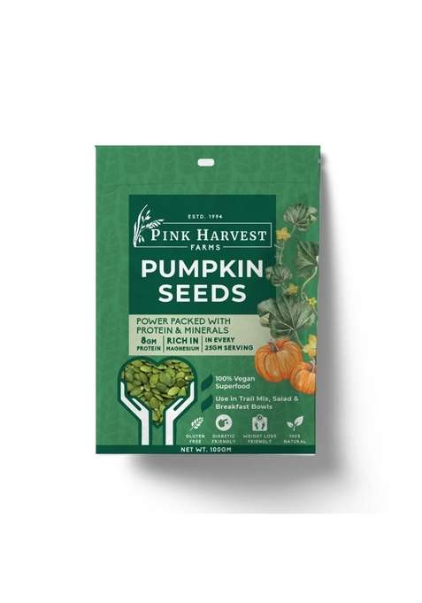 Pink Harvest Farms Pumpkin Seeds 100 Gm | Immunity Booster For Eating Protein Rich Healthy Diet Snacks