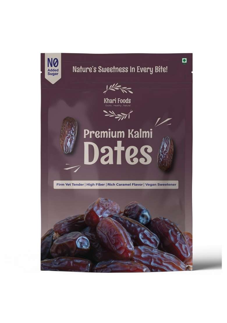Khari Foods Premium Kalmi Dates High Fibre Soft Dry Fruit Khajur Khajoor Energy Health Snacks No Added Sugar - Indya