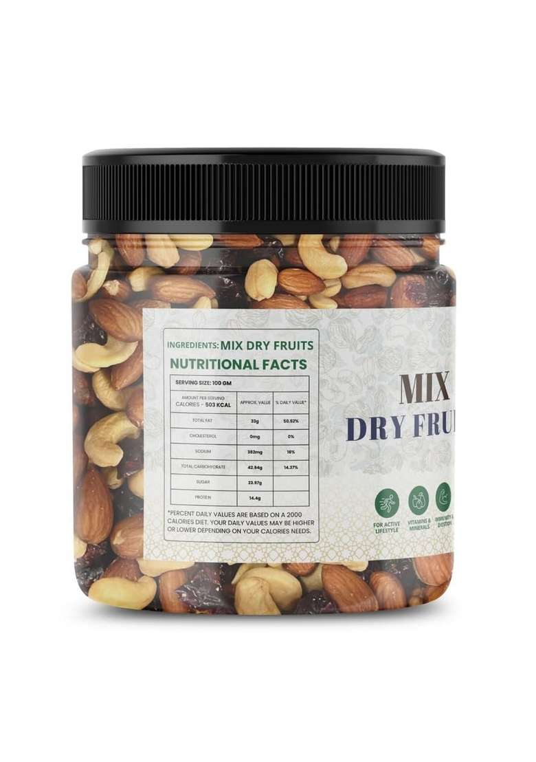 Unc Global Healthy Mixed Dry Fruits Pack | Premium Nuts Raisins No Added Sugar Ideal For Gifting Snacking Daily Nutrition 500Gm - Indya