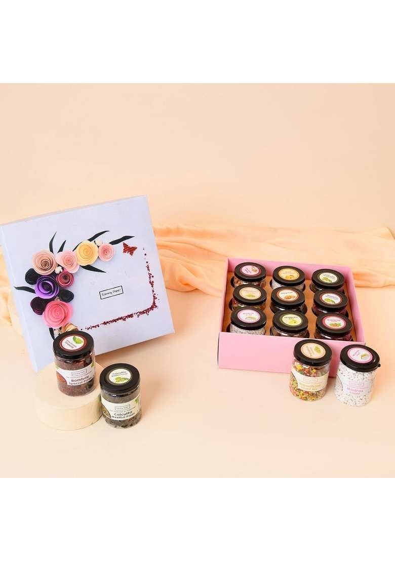 Tummy Pops Fiesta Gift Box | Assorted Mouth Freshener Digestive Mix With Aam Papad Masala Amla Indian Snacks Mukhwas Pack - Indya