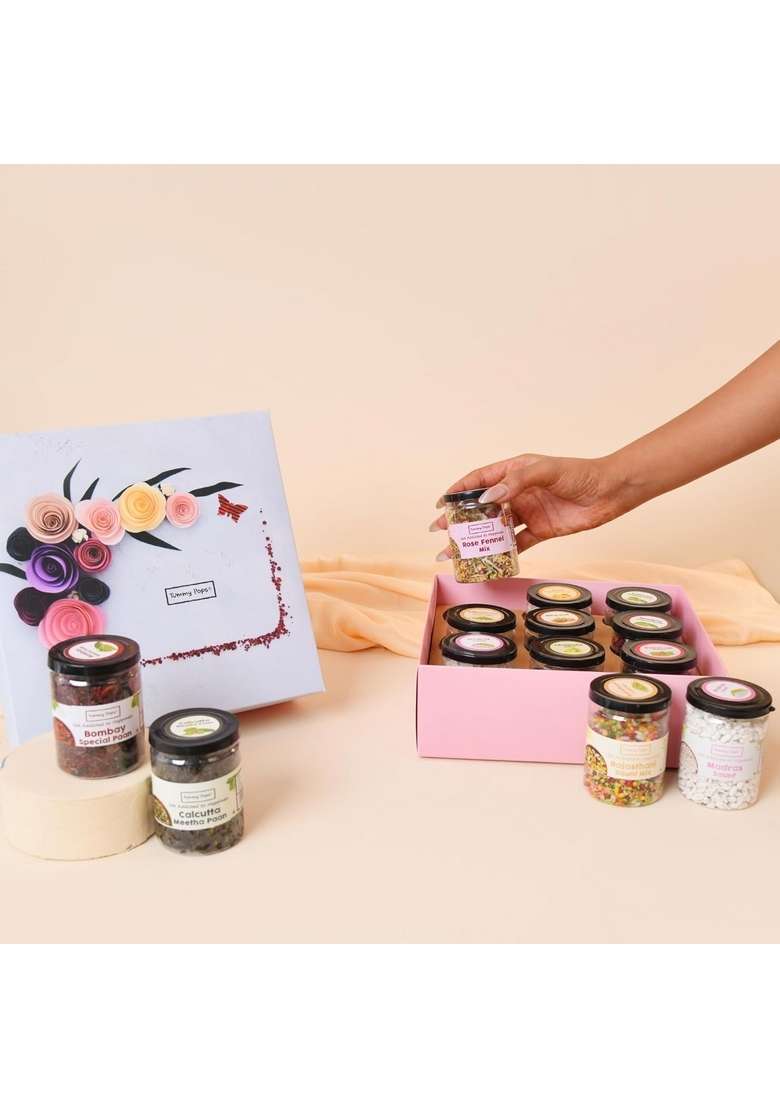 Tummy Pops Fiesta Gift Box | Assorted Mouth Freshener Digestive Mix With Aam Papad Masala Amla Indian Snacks Mukhwas Pack - Indya
