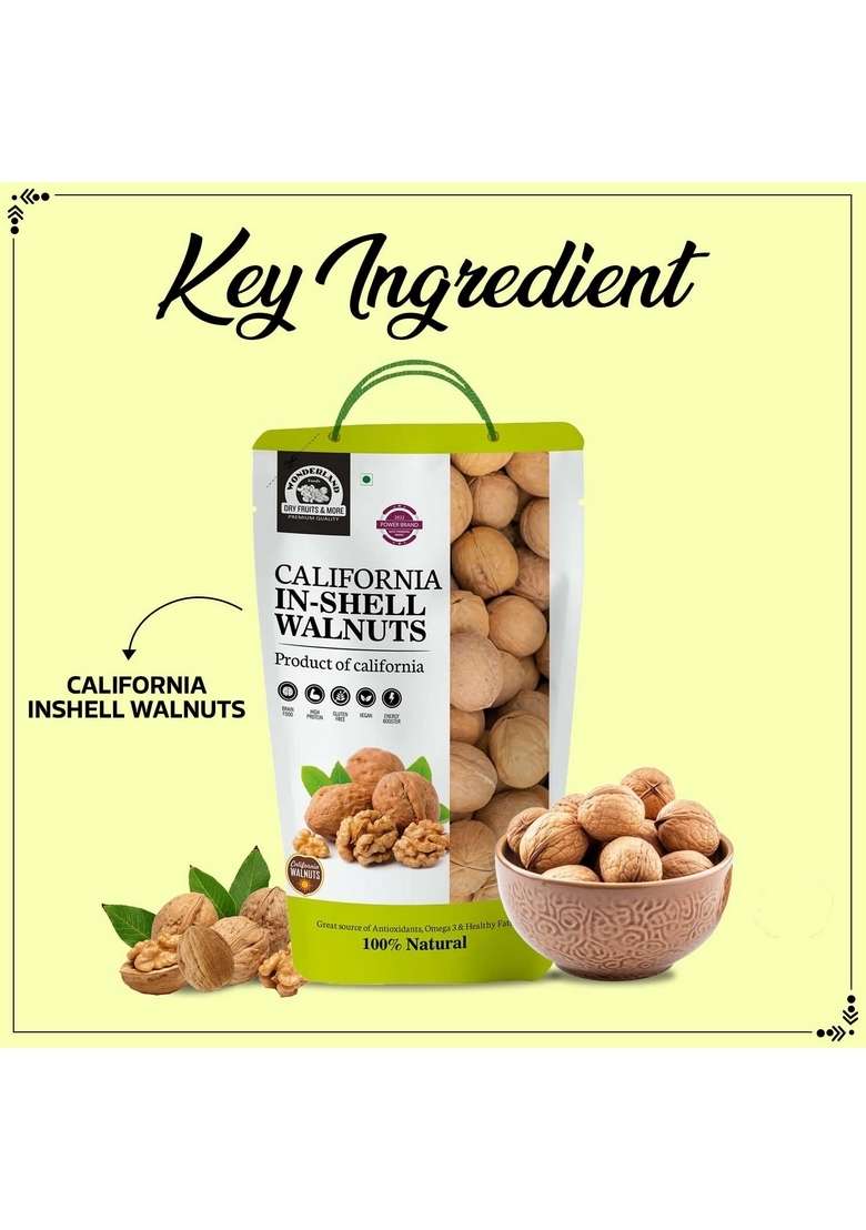 Wonderland Foods Device 1Kg 500G X 2 California Inshell Walnuts Pouch | Dry Fruits Walnut Akhrot High In Protein Iron Low Calorie Nut Healthy Delicious - Indya