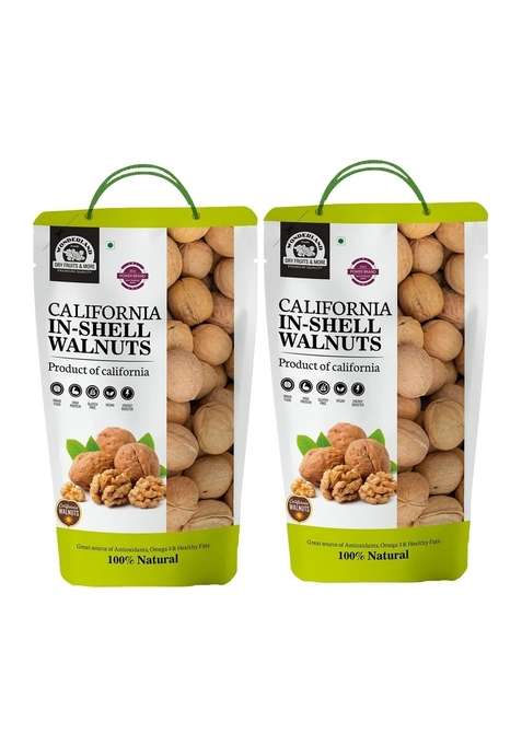 Wonderland Foods Device 1Kg 500G X 2 California Inshell Walnuts Pouch | Dry Fruits Walnut Akhrot High In Protein Iron Low Calorie Nut Healthy Delicious