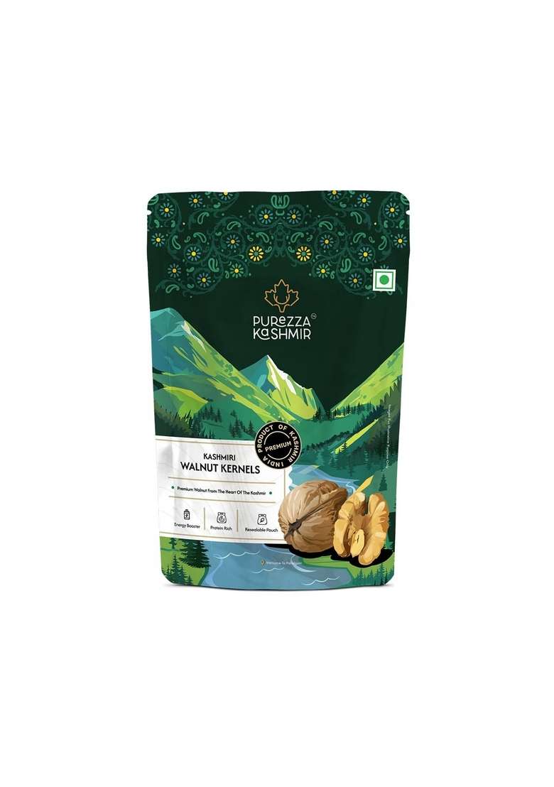 Purezza Kashmir Premium Kashmiri Walnut Kernels Akhrot | 100 Natural Handpicked Unprocessed Rich In Omega 3 Protein 200G Pack Of 1 - Indya