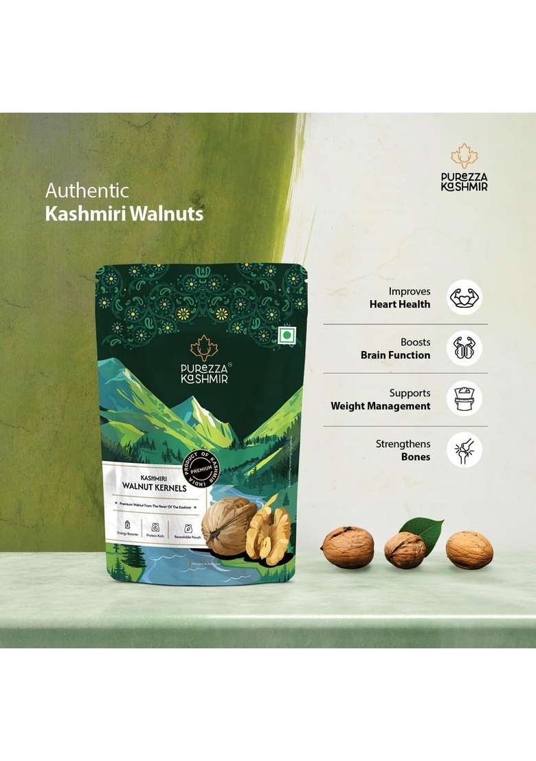 Purezza Kashmir Premium Kashmiri Walnut Kernels Akhrot | 100 Natural Handpicked Unprocessed Rich In Omega 3 Protein 200G Pack Of 1 - Indya