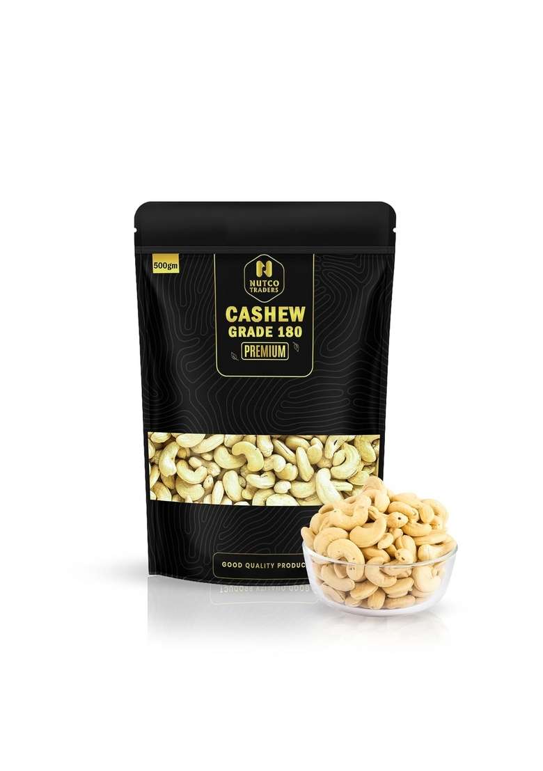 Nutco Traders Whole Cashews W 180 |100 Natural Premium|Whole Cashew|Premium Kaju Nuts|Crunchy Nutritious Delicious|Gluten Free Plant Based Protein | Value Pack 500 G - Indya