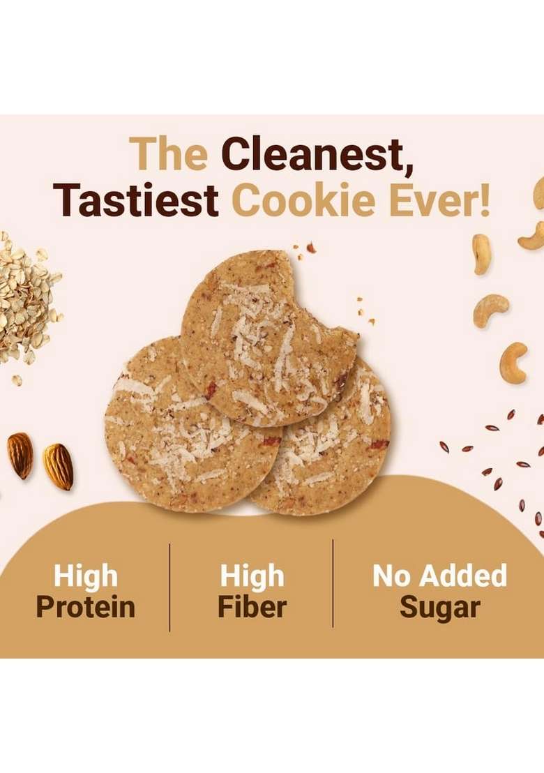 Beyond Food Oatmeal Cookies Pack Of 12 X 20 G Each |No Added Sugar|No Aata Maida|Coconut Crunch|Packed With Nuts Seeds Dry Fruits|High Protein Biscuits Combo For Adults Kids 240 Grams - Indya