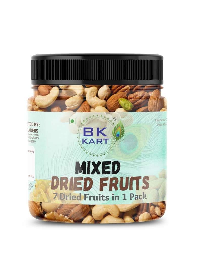 Bk Kart Mix Dry Fruits 8 In 1 Combo Of Cashews Almonds Raisins Black Pista Anjeer Whole Wallnuts Jar Pack 500Gm - Indya