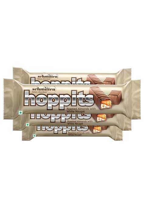 Hoppits Schmitten Roasted Almonds With White Nougat Filled Real Milk Chocolate Bar 40G Pack Of 4