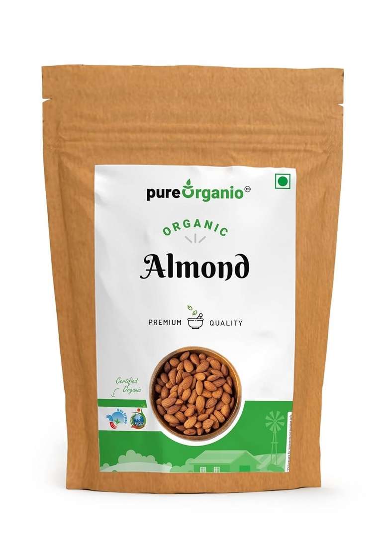 Pure Organio Organic Almonds Raw Badam Npop Certified 200 Gm - Indya