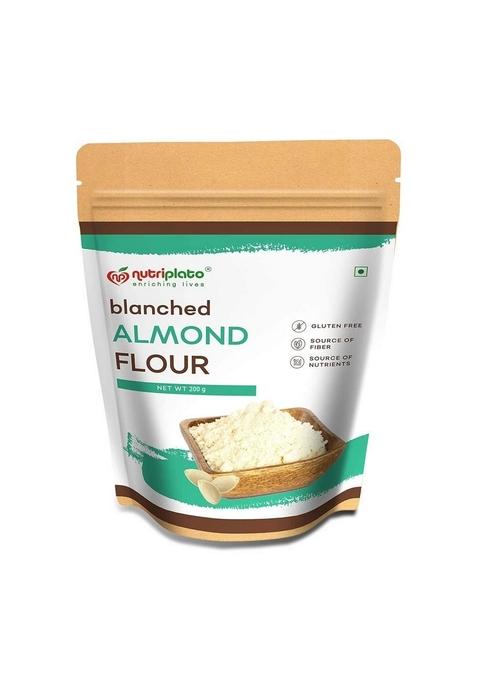Nutriplato Enriching Lives Blanched Almond Flour Vegan [Keto Friendly Naturally Protein Rich Without Skin Fine Powder] Pouch 200 G