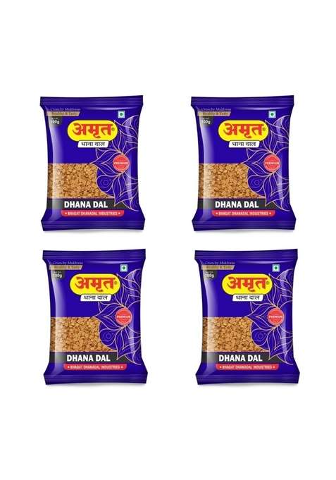 Amrut Dhanadal | Roasted Coriander Seeds 100G X 4 Traditional Indian Mouth Freshener Salty Crunchy Split Dhana Dal Digestive After Meal Snack Pack Of – 400G Total