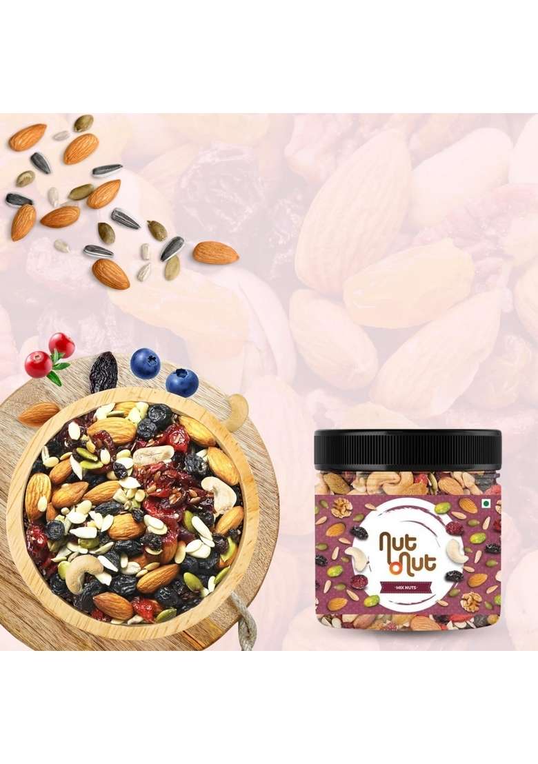 Nut O Healthy Berry Dry Fruit Mix 500G 250G X 2 Almond Cashew Walnut Green Black Raisin Cranberry Sunflower Seed Pumpkin Seeds Mixnut Fruits Pack Superfood Trail - Indya