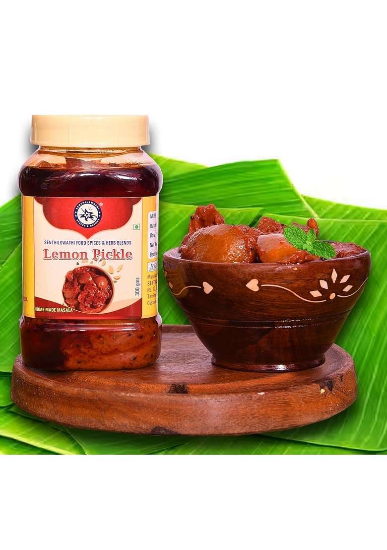 Senthilswathi Food Spices Herb Blends Lemon Pickle 300 G Nostalgic Delight Taste Pure Gingelly Oil Home Made Pickel Chettinadu Spical No Preservatives - Indya