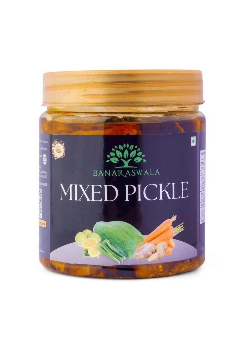 Banaraswala Mixed Pickle | Mix Achar Authentic Banarasi Taste Made With Premium Musturd Oil Traditional Spices Handmade And Sun Dried No Preservatives 400G Jar