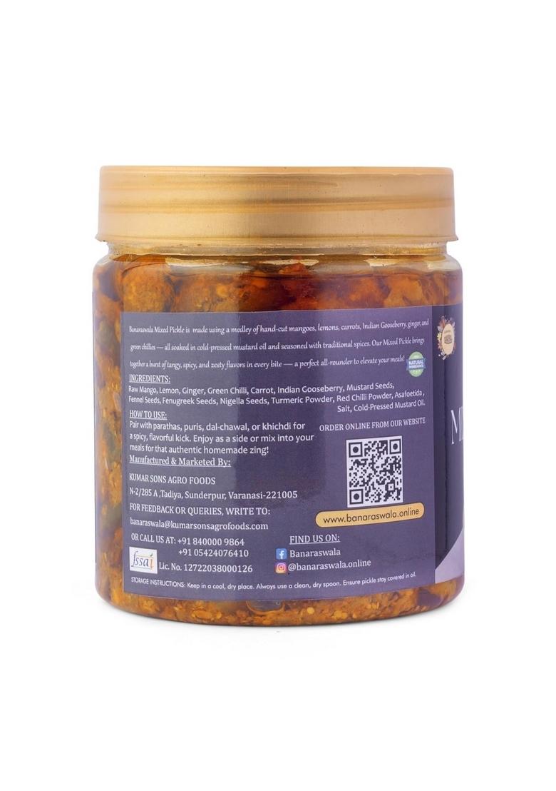 Banaraswala Mixed Pickle | Mix Achar Authentic Banarasi Taste Made With Premium Musturd Oil Traditional Spices Handmade And Sun Dried No Preservatives 400G Jar