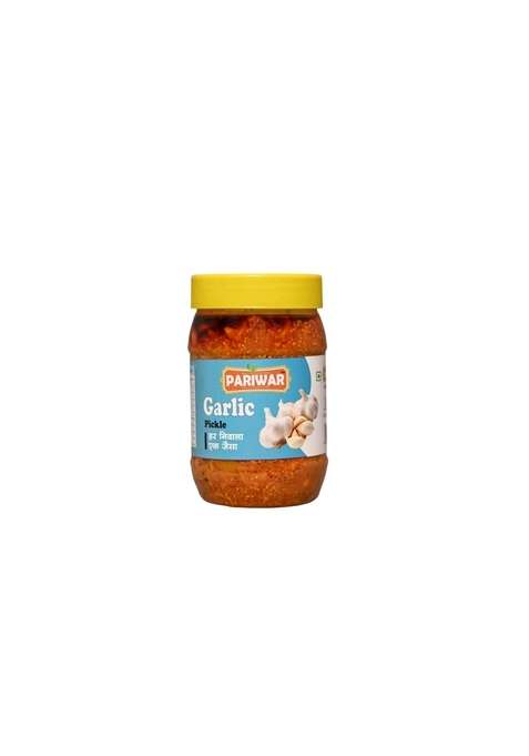 Pariwar Garlic Pickle | Tangy Pieces Preserved With Balanced Spices For Rotis Parathas Rice Thalis Lunch Boxes Snacks Home Dining Traditional Indian Achar Jar 200Gm