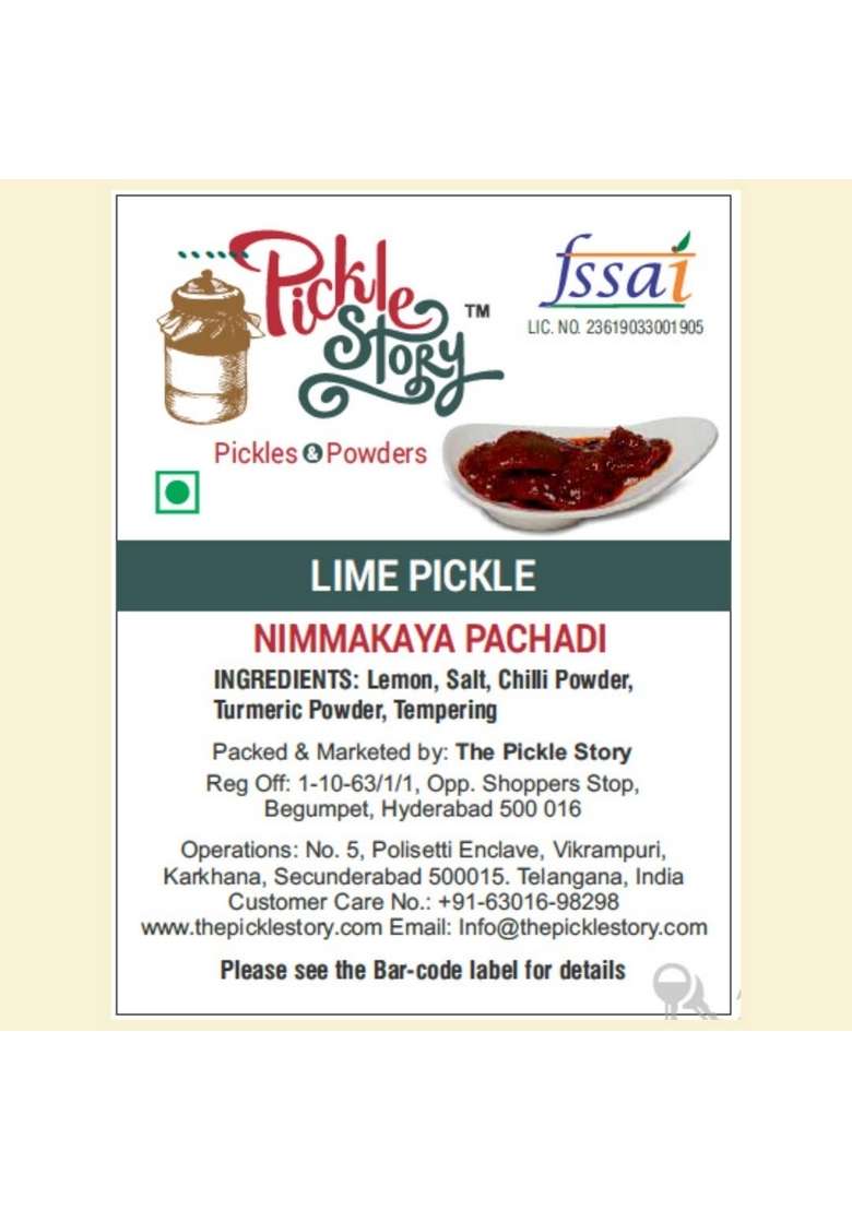 The Pickle Story Lime And Red Chilly 500 Grams Authentic Home Made Pickles - Indya