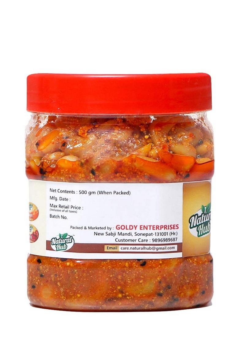 Natural Hub Organic Homemade Garlic Pickle Lahasun Ka Achaar Marwadi Tadka 500G