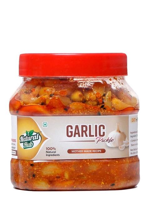 Natural Hub Organic Homemade Garlic Pickle Lahasun Ka Achaar Marwadi Tadka 500G