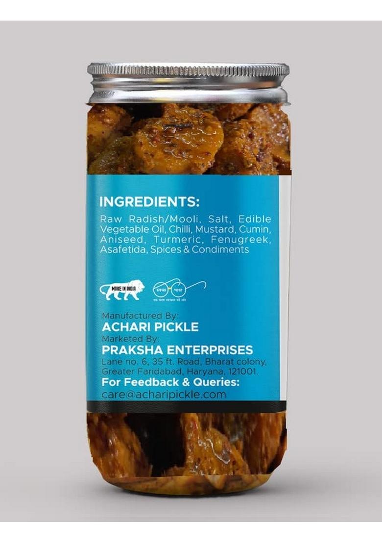 Achari Pickles Lucknawi Radish Pickle Homemade Mooli Ka Aachar 400G Mother’S Recipe | Organic North Indian Healthy Traditional Home Made Achaar