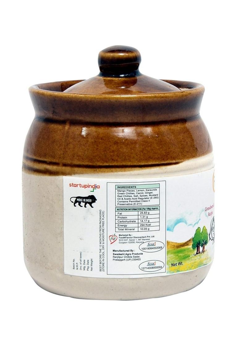 Favor8 Home Made Indian Traditional Spicy Mixed Pickle Mix Achar By Pure Mustard Oil Tangy And In Ceramic Jar 400Ml Pack Of 1 X 350G