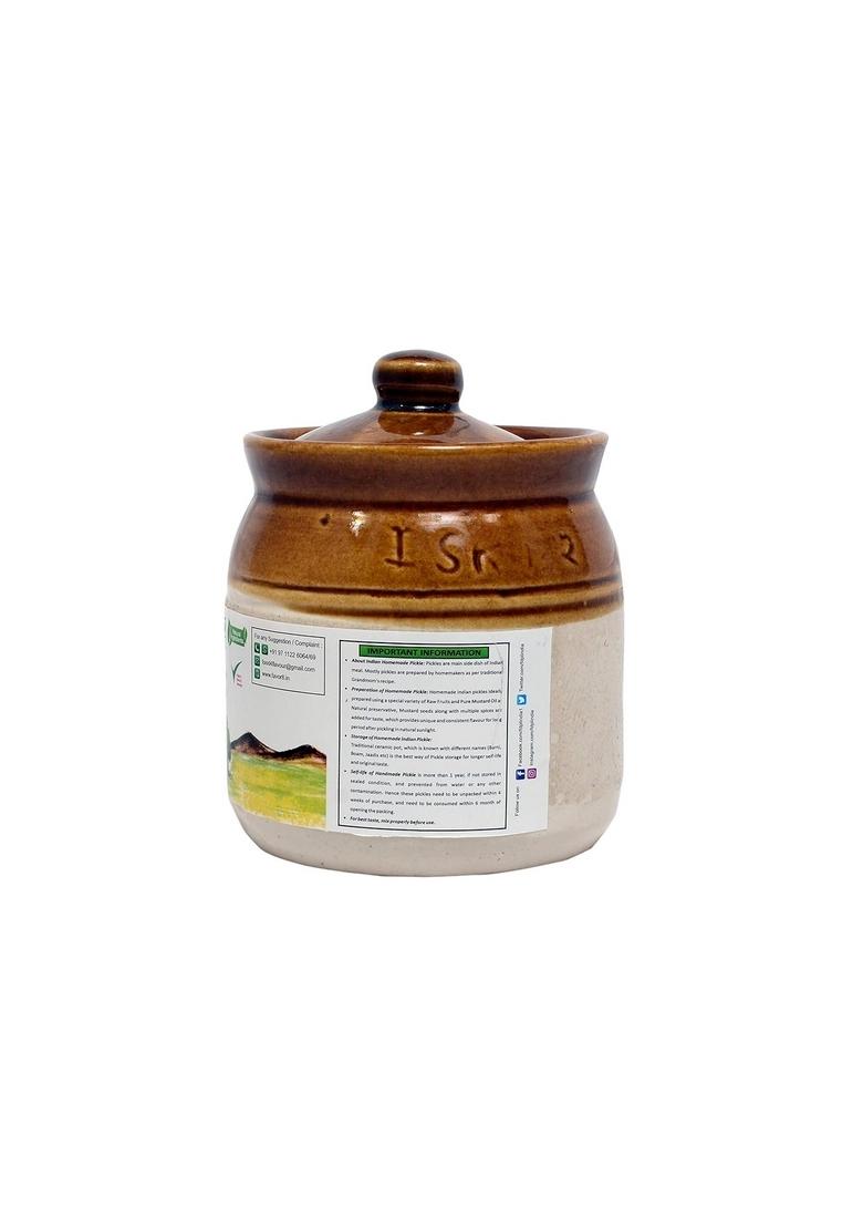 Favor8 Home Made Indian Traditional Spicy Mixed Pickle Mix Achar By Pure Mustard Oil Tangy And In Ceramic Jar 400Ml Pack Of 1 X 350G