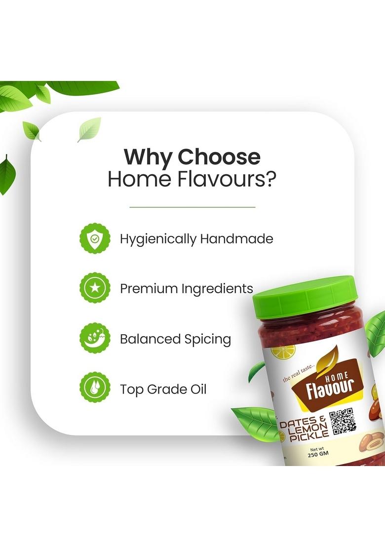 Home Flavour Homemade Dates Lemon Pickle | Kerala Style Sweet Tangy Achar No Preservatives Traditional Indian 250G