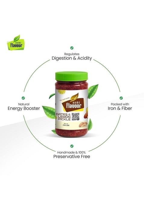 Home Flavour Homemade Dates Lemon Pickle | Kerala Style Sweet Tangy Achar No Preservatives Traditional Indian 250G