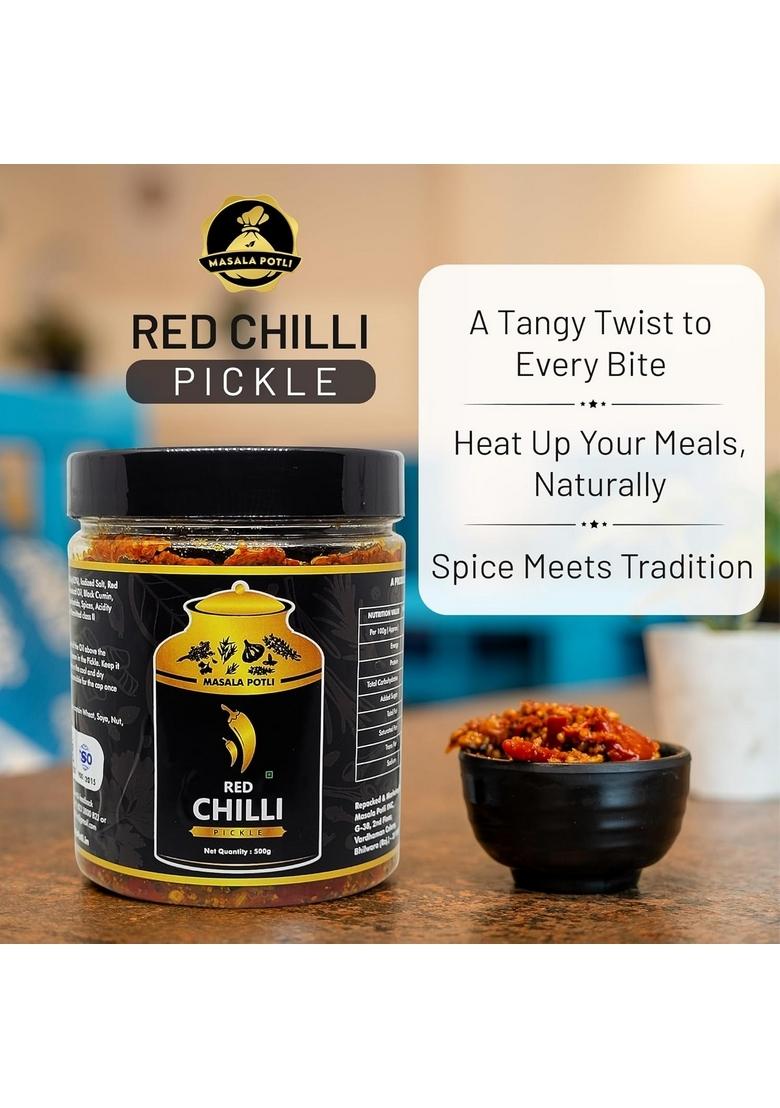 Masala Potli Gujarati Red Chilli Pickle 500Gm Spicy And Tangy Lal Mirch Ka Achar Authentic Pickles Home Style Traditional Indian Flavors