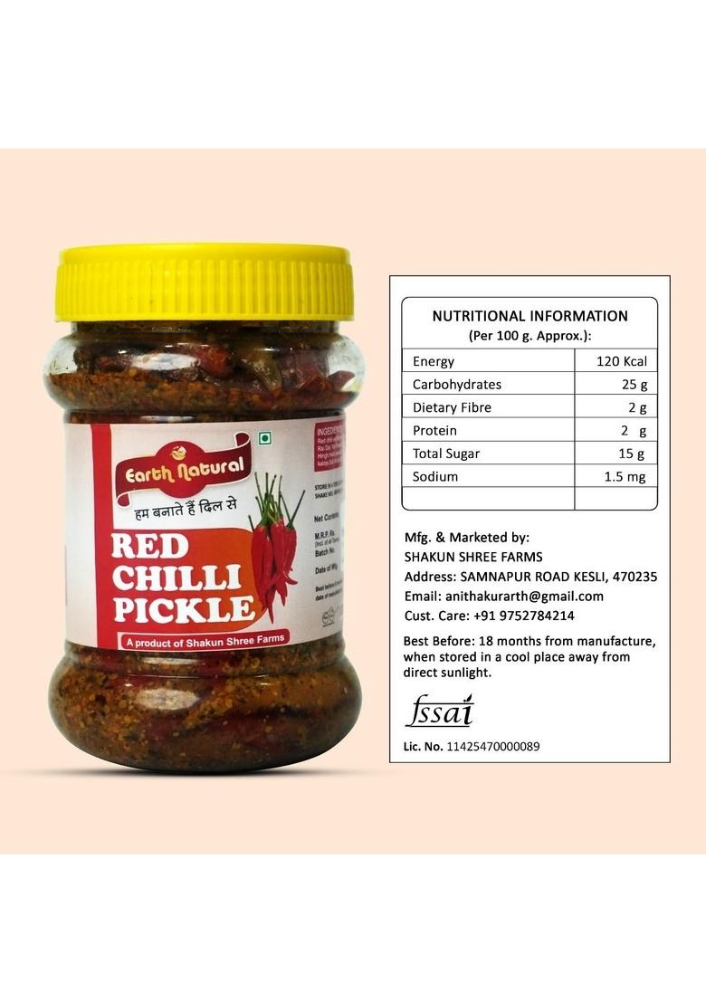 Earth Natural Classic Indian Pickle Combo | Authentic Homemade Flavours Traditional Spice Blend Delicious Add On For Every Meal Red Chilli Mixed