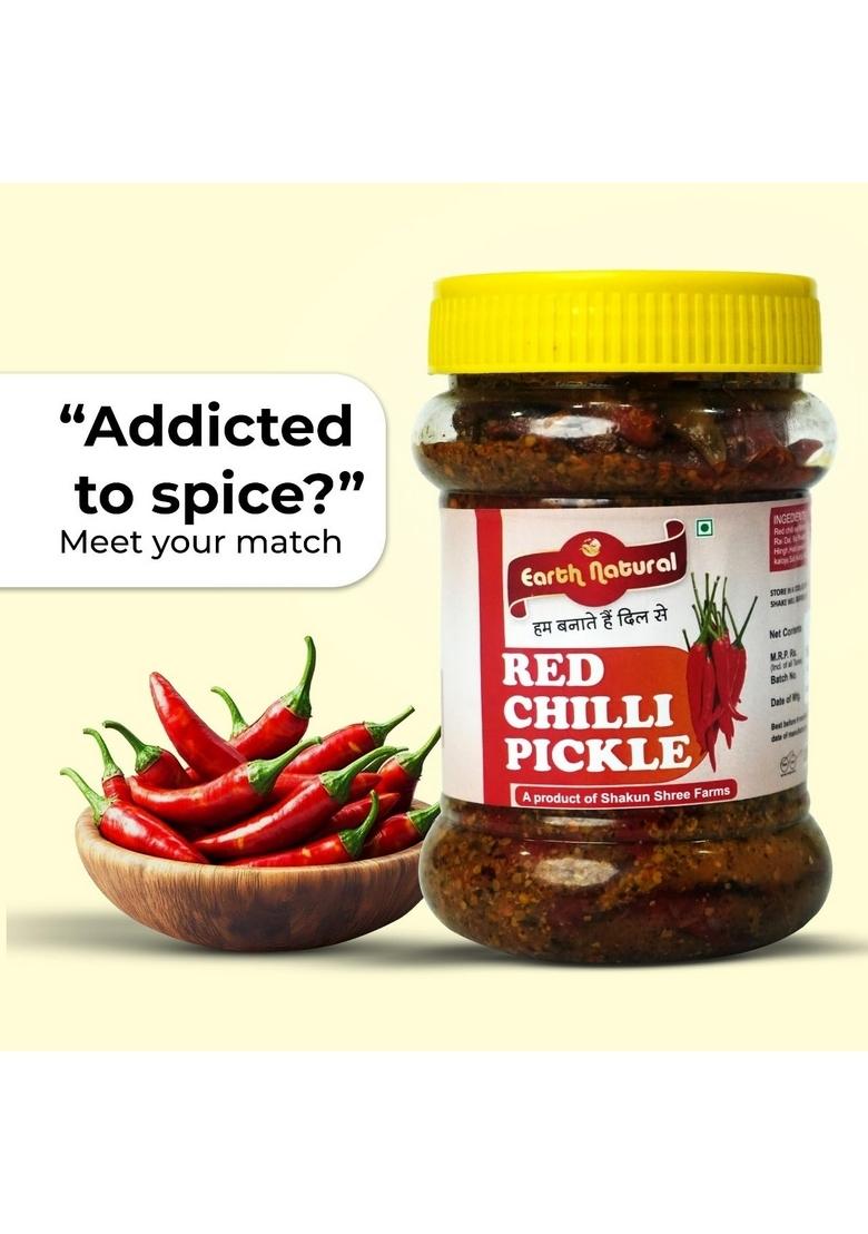 Earth Natural Classic Indian Pickle Combo | Authentic Homemade Flavours Traditional Spice Blend Delicious Add On For Every Meal Red Chilli Mixed
