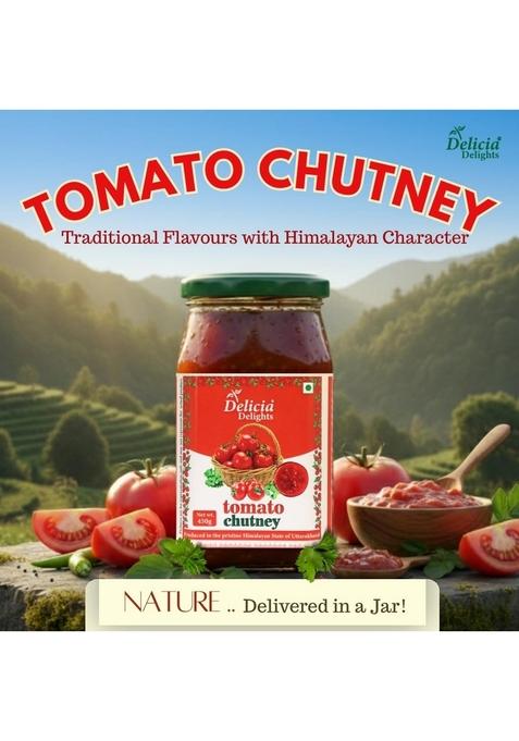 Delicia Delights Tomato Chutney – 450G | Made With Farm Fresh Tomatoes Authentic Spices Himalayan Style Tangy Sweet Perfect For Meals Snacks No Preservatives
