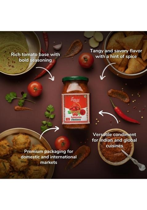 Delicia Delights Tomato Chutney – 450G | Made With Farm Fresh Tomatoes Authentic Spices Himalayan Style Tangy Sweet Perfect For Meals Snacks No Preservatives