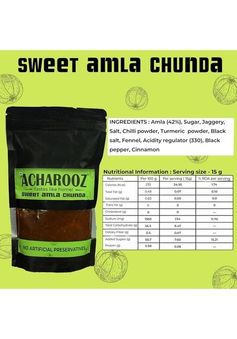 Acharooz Tastes Like Home Sweet Amla Chunda Pickle 350G Packet Authentic Achar With Rich Spices Organic Murabba Traditional Indian Recipe Perfect For Meals And Snacks No Artificial Preservatives