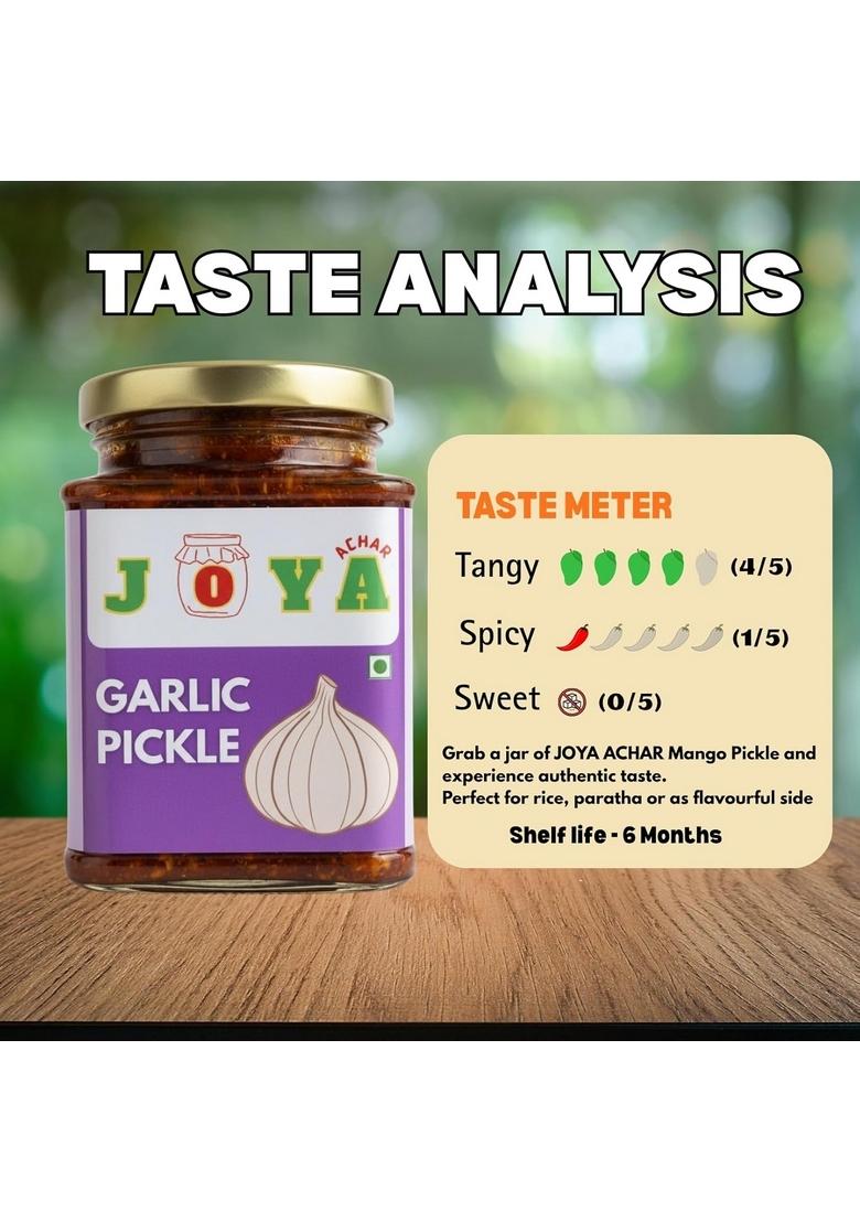 Joya Achar Garlic Pickle Traditional Bengali Recipe 250G Made With Sun Dried Mustard Oil And Spices | No Preservatives Chemical Flavour 100 Homemade