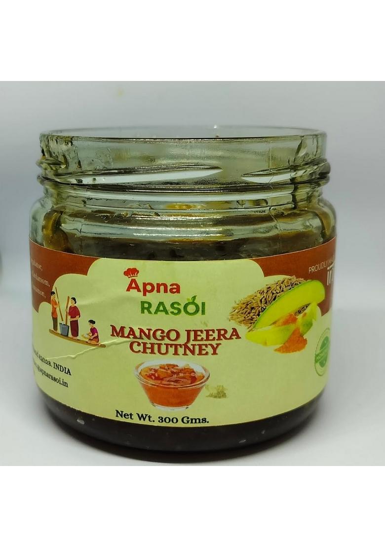 Apna Rasoi Homemade Mango Jeera Chutney – 300G Glass Jar Traditional Sweet Spicy Aam Pickle Style Natural Ingredients No Preservatives Authentic Indian Taste Best For Meals Snacks Tiffins